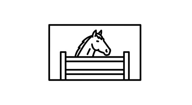 Equestrian Horse Jumping Obstacle Line Art Icon
