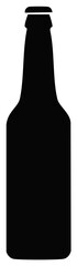 Obraz premium Isolated Black Silhouette of a Glass Beer Bottle with a Cap on Top, Beverage Container
