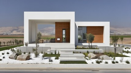 Fototapeta premium Modern Minimalist Exterior Creates Clean Residential Look