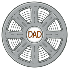 Obraz premium Cartoon Tire with Dad Text Vector Illustration Father's Day Design Element