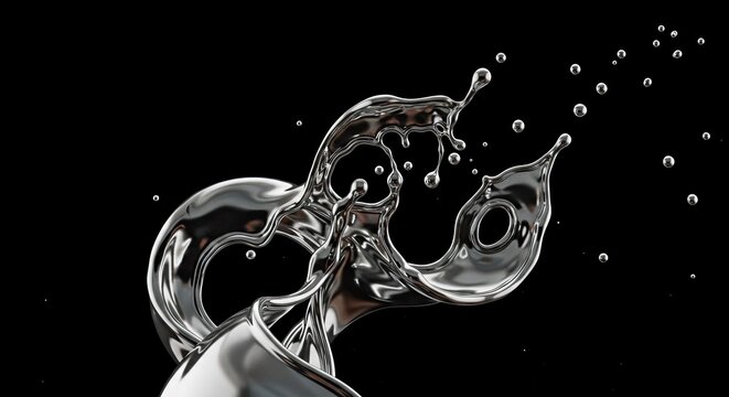Abstract Liquid Metal Splash with Bubbles