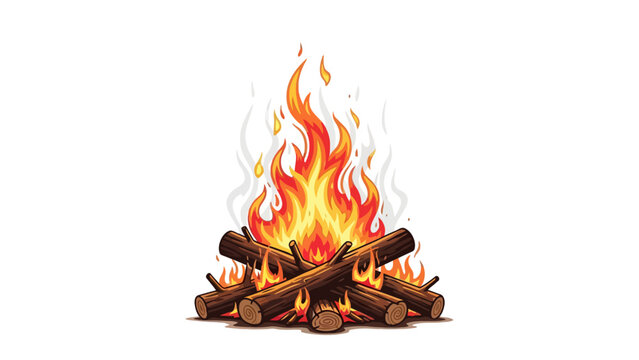 Burning Campfire with Logs.