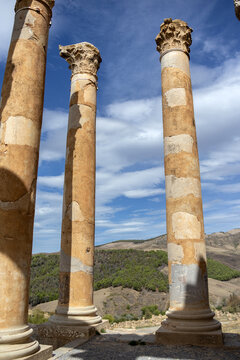 Climbing the Severan Temple steps at Dj&eacute;mila &mdash; columns reaching skyward
