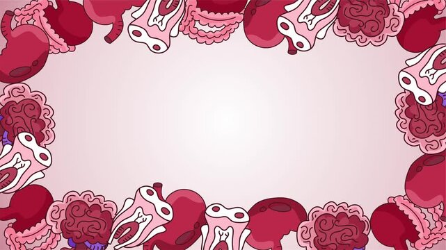 decorative border frame filled with various human internal organ illustrations