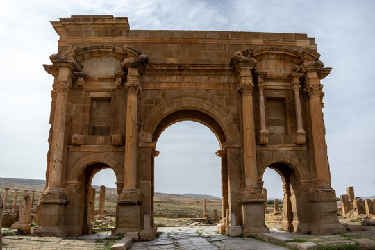 Stone game notches carved into the ground at Timgad &mdash; ancient Roman betting game