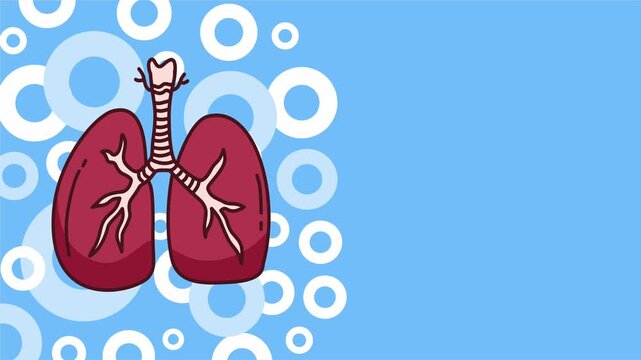 detailed human lung anatomy on background with circular bubble pattern