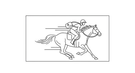 Fototapeta premium Horse Racing Jockey Galloping Fast, Dynamic Action Shot, Equestrian Sport