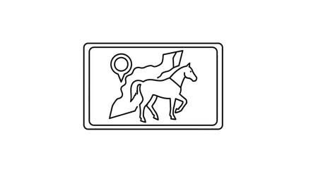 Fototapeta premium Horse Riding Trail Map Icon: Equestrian Adventure and Outdoor Exploration
