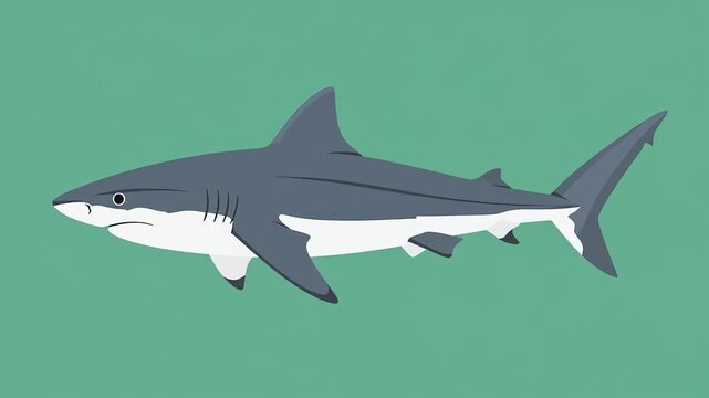 2D Animated Shark Swimming in Blue Water
