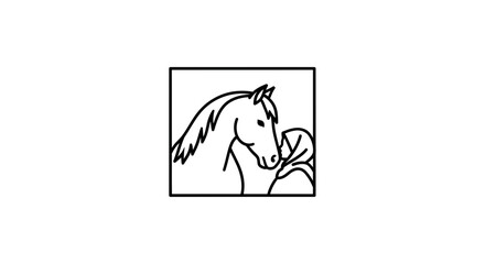 Fototapeta premium Elegant Horse Head Silhouette with Abstract Human Form - Minimalist Line Art