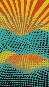 Retro Sunburst and Waves Abstract Background Generative AI
