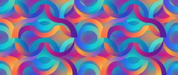 Fototapeta premium Dynamic colorful overlapping gradient ovals and circles pattern, seamless geometric abstract background for creative designs. image can be tiled to create a larger image or higher resolution, colorful