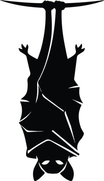 Black Silhouette of Hanging Bat.