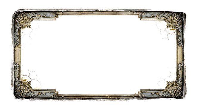 Vintage ornate gold frame on white background for decoration purpose