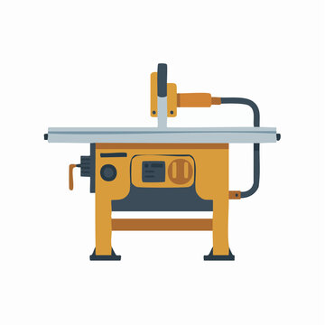 Industrial woodworking jointer machine illustration with yellow