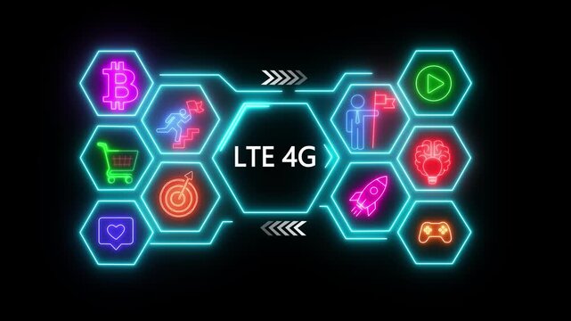 Glowing A LTE 4G concept button on a futuristic. abstract wave technology background, Business, Technology, Internet