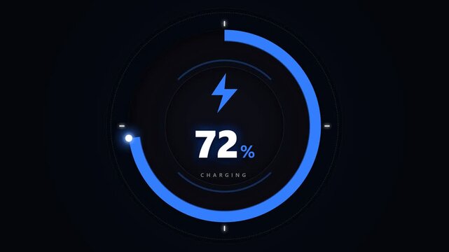 Dynamic Neon Battery Charge Indicators In Motion.