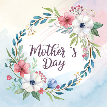 Mother's day decorative floral wreath design