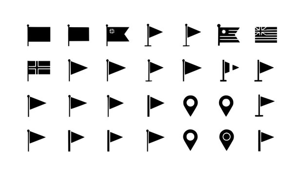 Minimal flag icons set geometric banner and marker shapes vector eps10