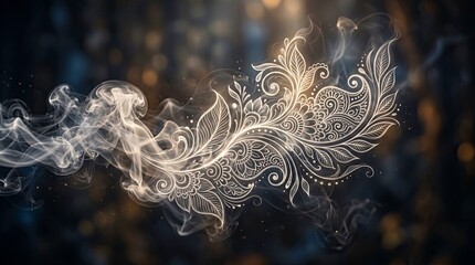 Obraz premium Elegant Swirling Smoke Design with Intricate Floral Patterns