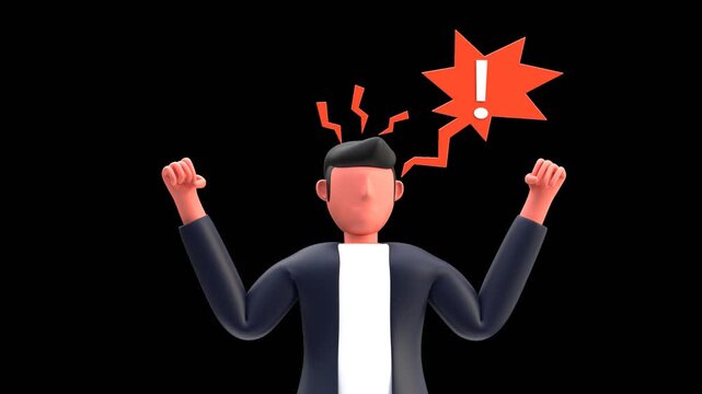 3D Business Man Interrupted | Alpha Channel