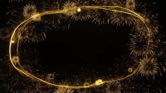 Golden Circle of Fireworks Frame