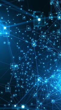 Digital Futuristic data network structure File Network Connections connection points. IT visuals, big data themes, cloud systems, cybersecurity presentations, digital communication backgrounds. 3D 4K