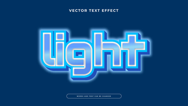 Blue neon light 3d text effect with bold block style and glowing aura for tech banner