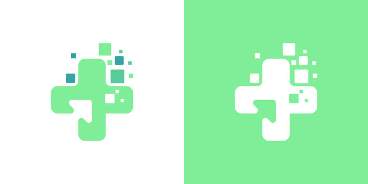 Dual meaning logo combining medical and technology elements, symbolizing healthcare innovation, digital health solutions, precision care, and the integration of advanced technology in modern medical