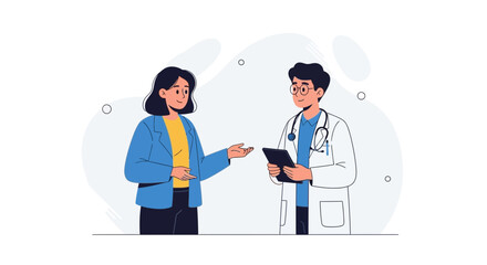 Obraz premium Doctor consulting patient on tablet, medical consultation, healthcare, doctor's visit
