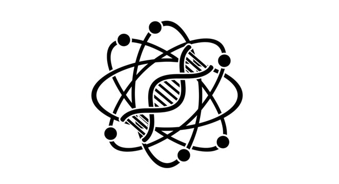 DNA double helix in atomic structure.