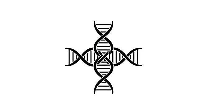 Interconnected DNA double helix structure symbol.