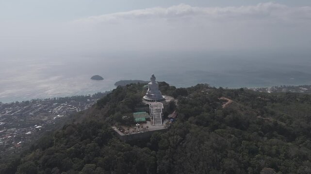 Drone Footage of Phuket Big Buddha Landmark 4K Log Footage