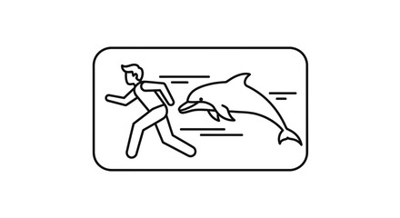 Fototapeta premium Man Running Away From Dolphin Icon