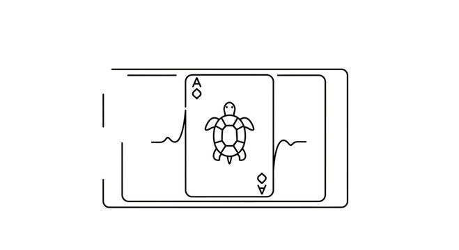 Ace of Spades with Turtle and Heartbeat Line - Unique Playing Card Design