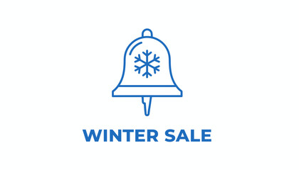 Fototapeta premium Winter Sale Bell Icon with Snowflake - Seasonal Discount Promotion