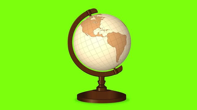 Rotating Vintage Globe on Green Screen (Chroma Key Loop)