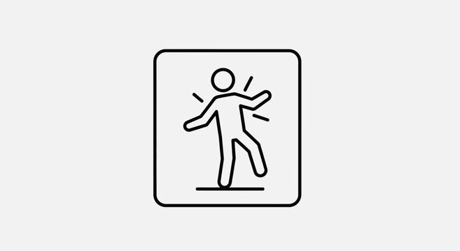 Person falling icon, risk of injury, accident symbol, danger warning sign