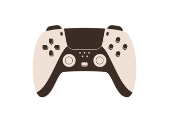 Flat trendy gamepad sticker with y2k style in black and white. Joystick controller and videogame pad gadget for gamer video game, using console inspiration modern look, perfect for playful tech © Moonnoon