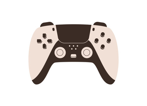 Flat trendy gamepad sticker with y2k style in black and white. Joystick controller and videogame pad gadget for gamer video game, using console inspiration modern look, perfect for playful tech