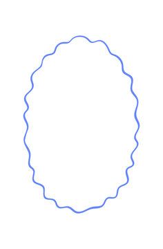 Minimalist mediterranean coquette frame with soft blue ink line border. Cute rectangle card outline as whimsical background. Hand drawn doodle element suits cafe menu, invitation card or social media