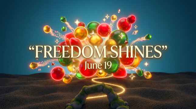 Freedom Shines Abstract 3D Spheres and Particles for Juneteenth Celebration
