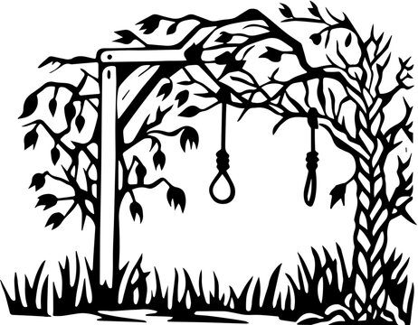 Sinister Gothic Woods with Foreboding Trees and Nooses Hanging