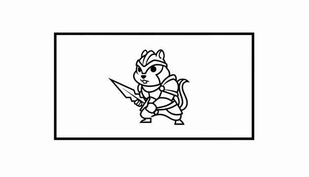 Cartoon Warrior Chipmunk Holding Dagger, Fantasy Character, Cute Animal Warrior