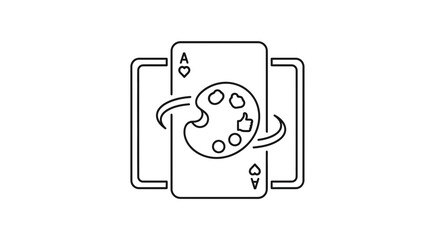 Fototapeta premium Ace of Spades Card with Artist Palette and Swirls - Creative Gambling Concept