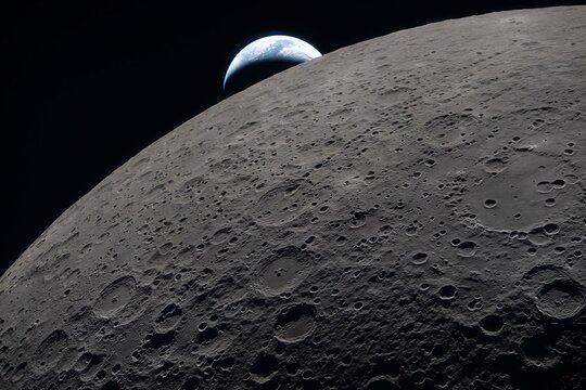Earthset captured through the Orion spacecraft window, during the Artemis II crew&rsquo;s flyby of the Moon. "Elements of this Image Furnished by NASA"	