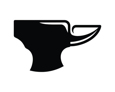 A black silhouette icon of a blacksmith anvil featuring its prominent horn.