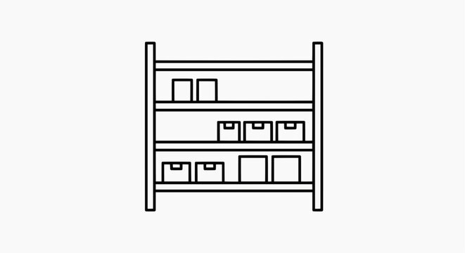 Simple illustration of a storage shelf filled with boxes, representing organization and inventory management, a practical solution for storage needs