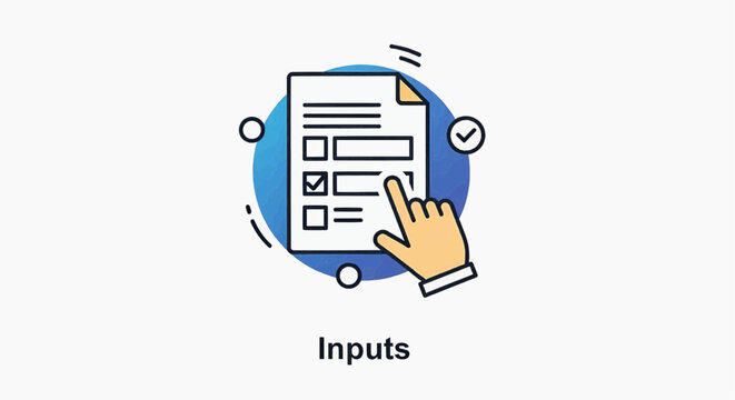 Concept of user inputs and form submission on a digital interface with a hand selecting an option, symbolizing data entry and completion of tasks