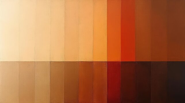 two-row grid of rectangular color blocks in warm beige orange and brown tones conveying cozy earthy calm
